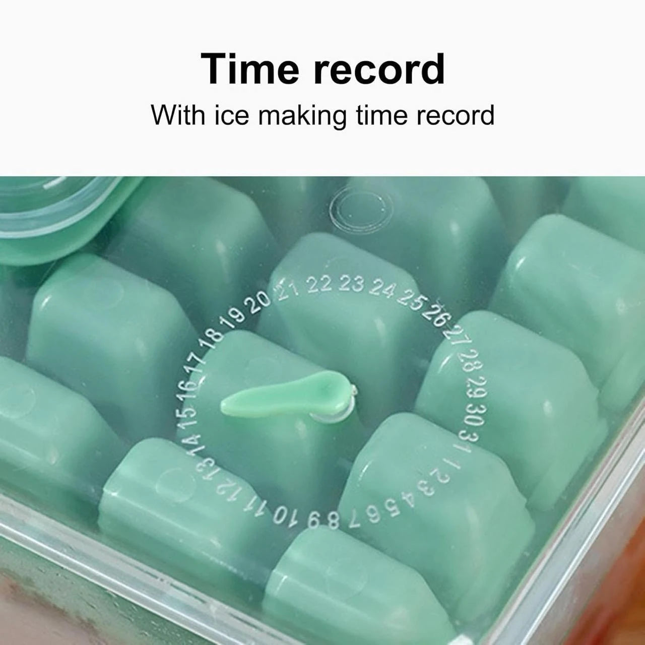 starprim Ice Tray with Storage Press Type Ice Maker 2 Layer Ice Cube Tray with Lid & Bin Green Plastic, Silicone Ice Cube Tray
