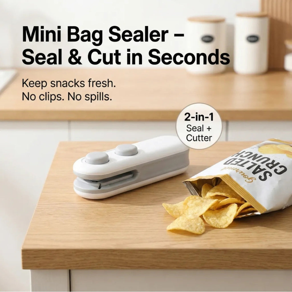 Mini Bag sealer, 2 in 1 Seal & Cutter Heat Sealers